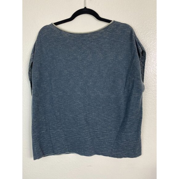 Peruvian Connection Womens Boxy Knit Sweater Top Size XS Gray Green cap sleeve - Picture 2 of 15